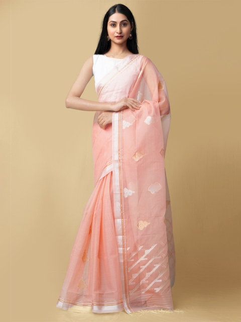 

Unnati Silks Women Red & Silver-Toned Mysore Organza Saree