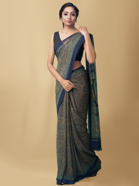 

Unnati Silks Women Blue & Green Printed Georgette Saree