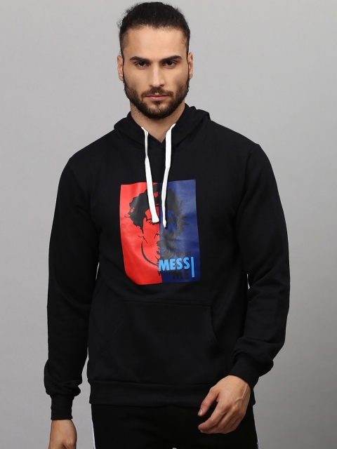 

Campus Sutra Men Black Printed Hooded Sweatshirt