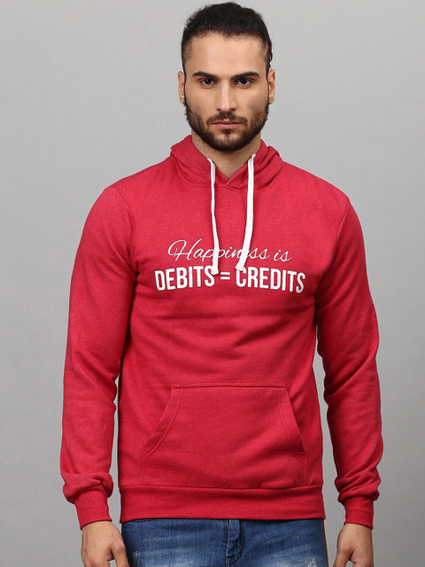 

Campus Sutra Men Maroon Printed Hooded Sweatshirt