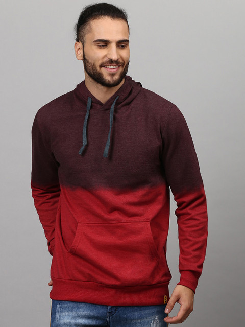 

Campus Sutra Men Maroon Hooded Sweatshirt