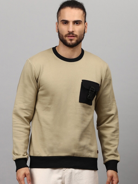 

Campus Sutra Men Beige Sweatshirt