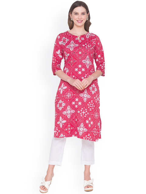 

ZOLA Women Pink Printed Kurta, Red