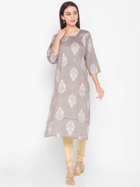 

ZOLA Women Grey Floral Embroidered Kurta