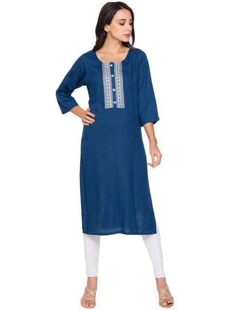 

ZOLA Women Blue Embroidered Kurta