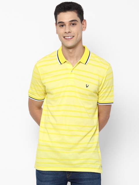 

Allen Solly Men Yellow Striped Polo Collar T-shirt