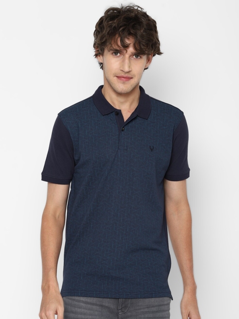 

Allen Solly Men Navy Blue Printed Polo Collar Cotton T-shirt