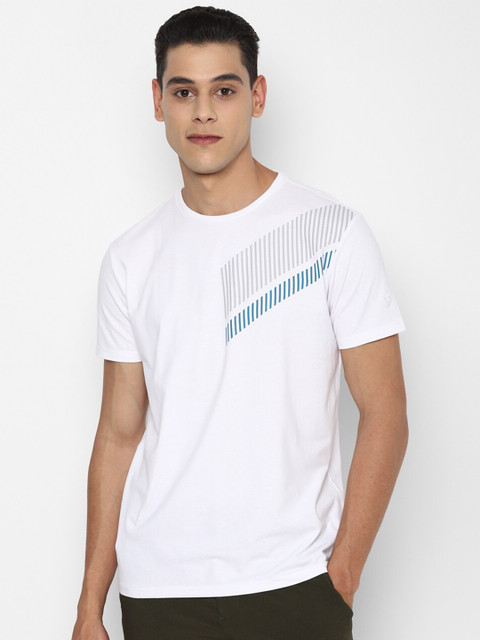 

Allen Solly Men White & Blue Striped Round Neck T-shirt