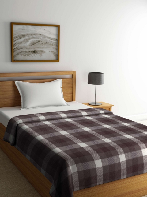 

Raymond Home Brown & White Checked Mild Winter 233 GSM Single Bed Blanket