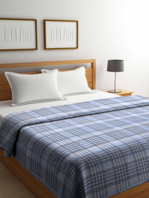 

Raymond Home Blue & Charcoal Wool Checked Mild Winter 233 GSM Double Bed Blanket