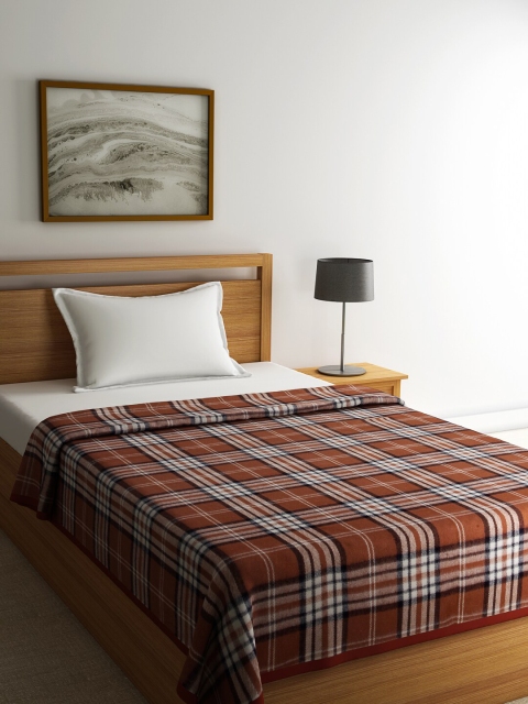 

Raymond Home Brown & White Checked Mild Winter 350 GSM Single Bed Blanket