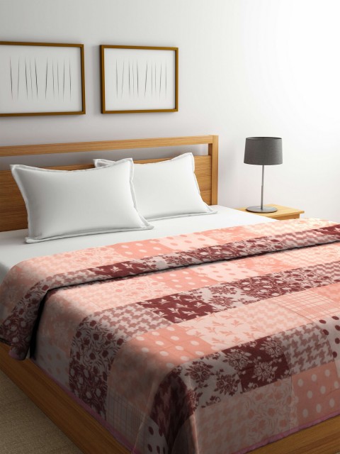 

Raymond Home Peach-Coloured & Orange Geometric Mild Winter 310 GSM Wool Double Bed Blanket