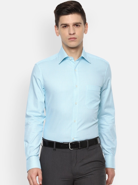 

Louis Philippe Men Blue Micro Checks Opaque Checked Formal Shirt