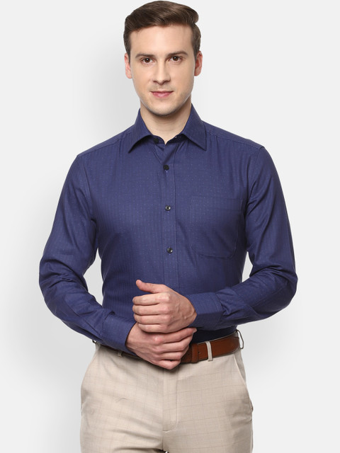 

Louis Philippe Men Blue Opaque Formal Shirt