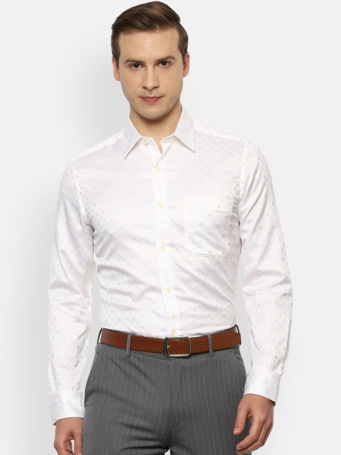 

Louis Philippe Gods & Kings Plus Size Men White Opaque Printed Cotton Formal Shirt