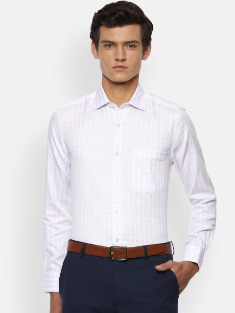 

Louis Philippe Men White Opaque Checked Pure Cotton Formal Shirt