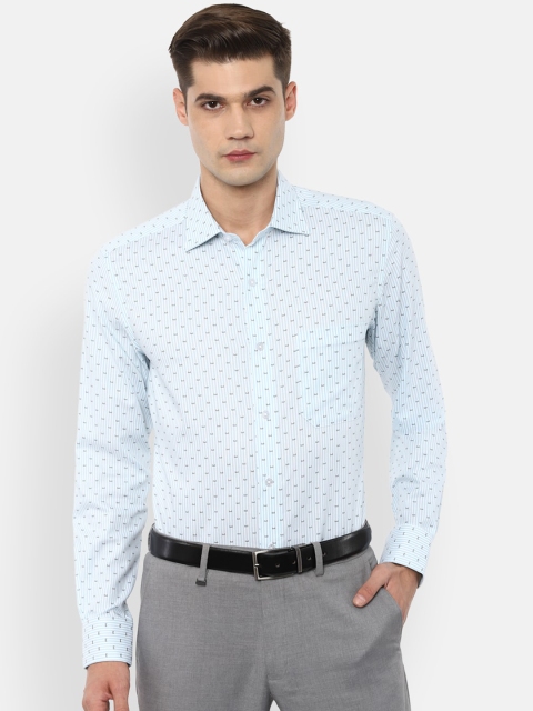

Louis Philippe Men Blue Opaque Printed Formal Shirt