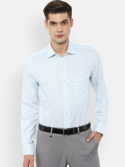 

Louis Philippe Men Blue Opaque Printed Formal Shirt