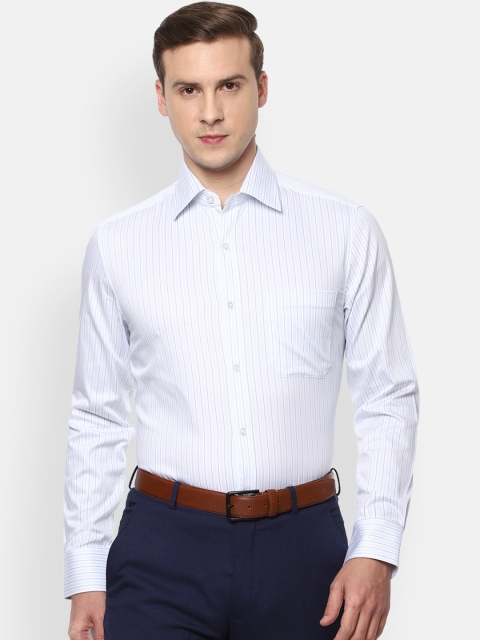 

Louis Philippe Men Blue Opaque Striped Cotton Formal Shirt