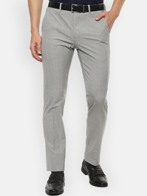 

Louis Philippe Men Grey Textured Slim Fit Formal Trousers