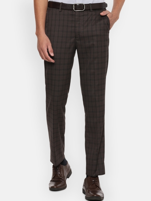 

Louis Philippe Men Black Checked Slim Fit Formal Trousers