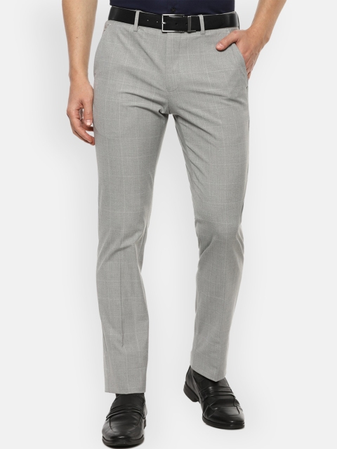 

Louis Philippe Men Grey Textured Slim Fit Formal Trousers