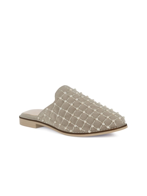 

London Rag Women Taupe Party Mules Flats