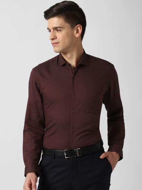 

Peter England Men Maroon & Black Opaque Printed Formal Shirt