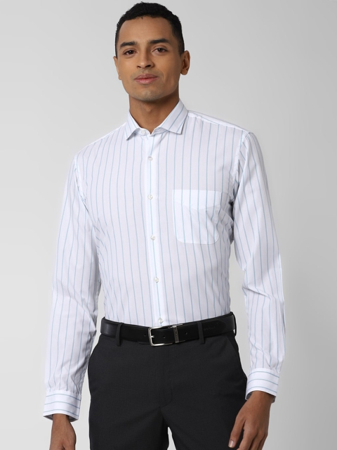 

Peter England Men Blue Opaque Striped Formal Shirt