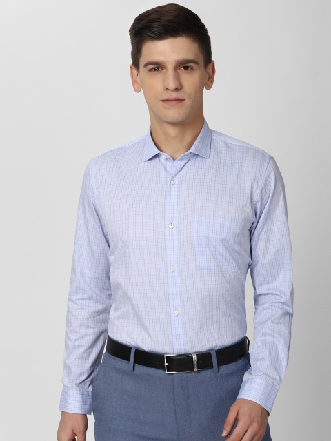 

Peter England Men Blue Opaque Checked Formal Shirt