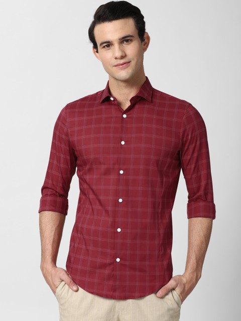 

Peter England Men Maroon Slim Fit Windowpane Checks Opaque Checked Casual Shirt