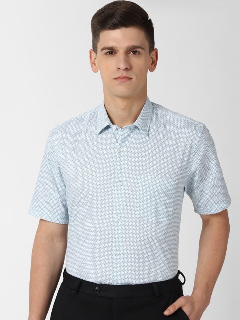 

Peter England Men White & Blue Opaque Printed Formal Shirt