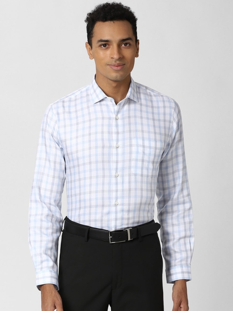 

Peter England Men Blue Opaque Checked Formal Shirt