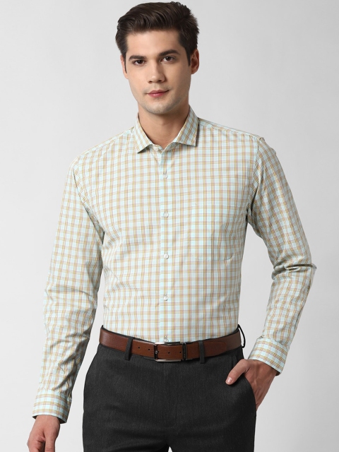 

Peter England Men Green & Yellow Slim Fit Opaque Checked Formal Shirt