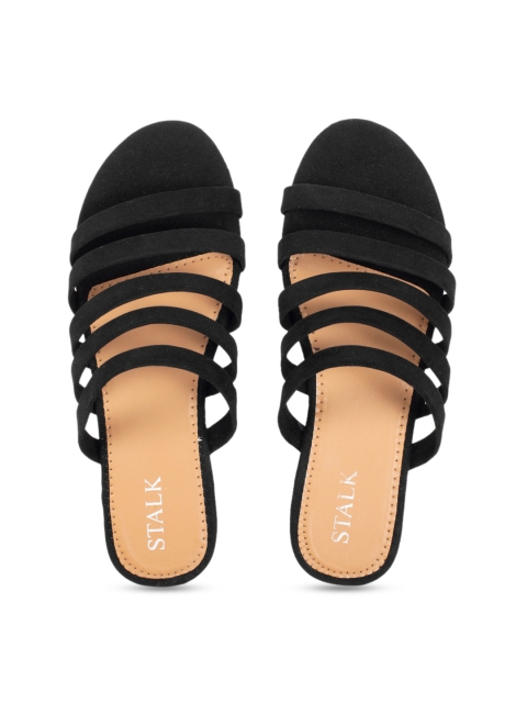 

STALK Women Black Strappy Open Toe Flats