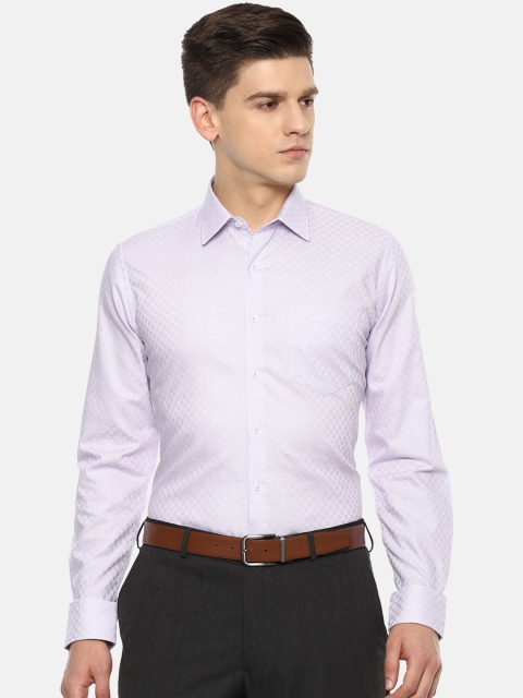 

Van Heusen Men White Slim Fit Opaque Checked Formal Shirt, Purple