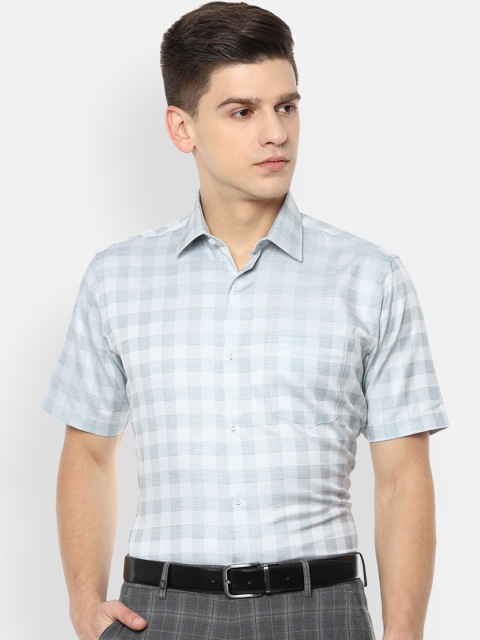 

Van Heusen Men Blue Opaque Checked Formal Shirt