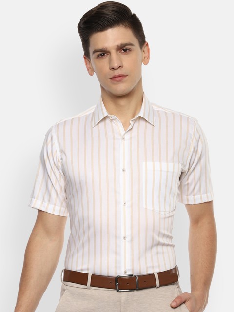 

Van Heusen Men White Opaque Striped Formal Shirt