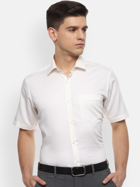 

Van Heusen Men White Opaque Striped Formal Shirt