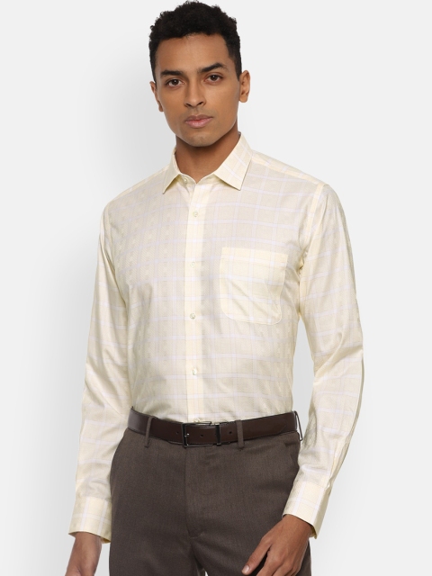 

Van Heusen Men Cream-Coloured Opaque Checked Formal Shirt