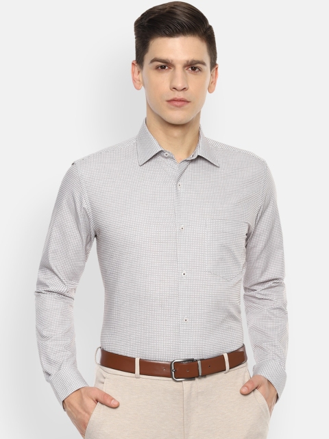 

Van Heusen Men Grey Opaque Checked Cotton Formal Shirt