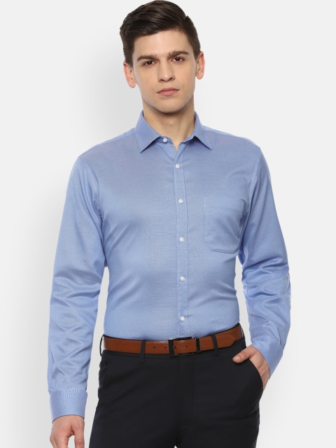 

Van Heusen Men Cotton Blue Self Design Formal Shirt