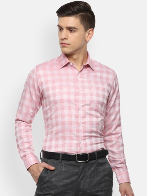 

Van Heusen Men Pink Slim Fit Opaque Checked Cotton Formal Shirt