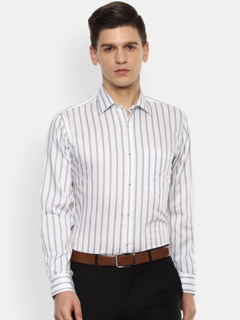 

Van Heusen Men White Opaque Striped Formal Shirt
