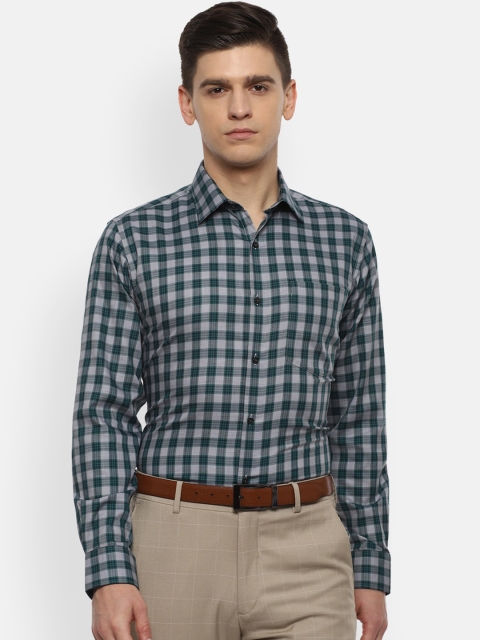 

Van Heusen Men Blue Tartan Checks Opaque Checked Formal Shirt