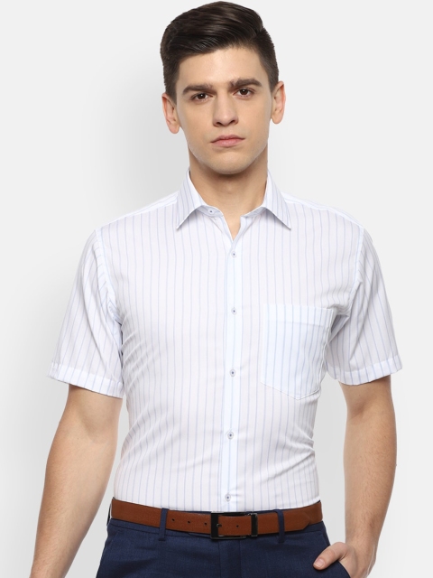

Van Heusen Men White Opaque Striped Formal Shirt