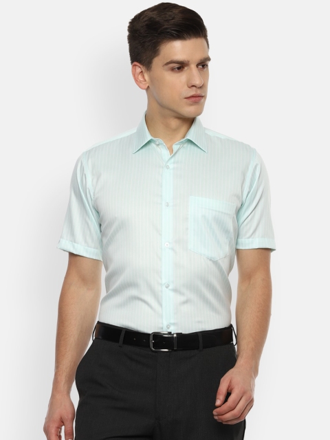

Van Heusen Men Blue Opaque Striped Pure Cotton Formal Shirt