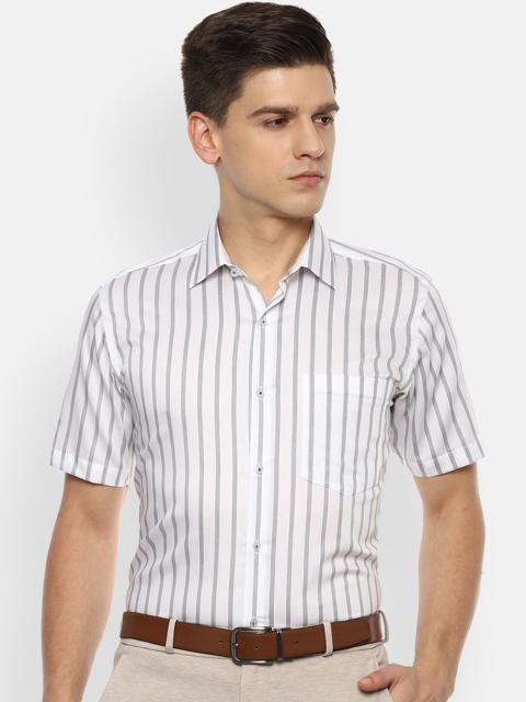 

Van Heusen Men White Opaque Striped Formal Shirt