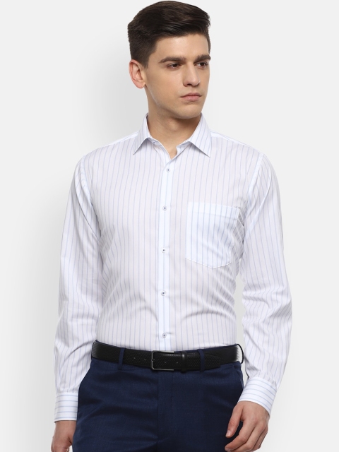 

Van Heusen Men White Opaque Striped Formal Shirt