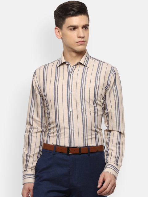 

Van Heusen Men Beige Opaque Striped Formal Shirt